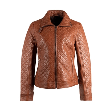 Women’s Quilted Brown Leather Biker Jacket