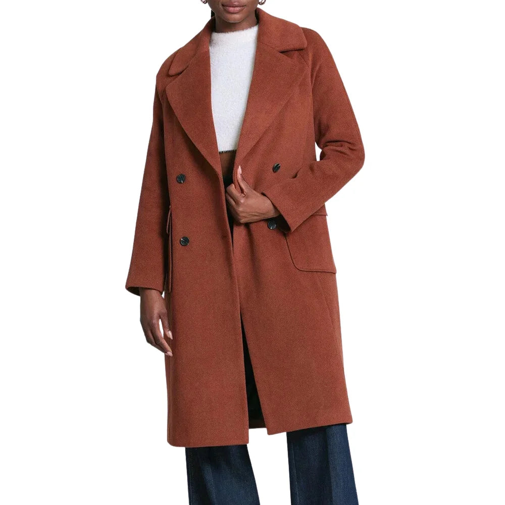 Belvin women brown double-breasted wool coat
